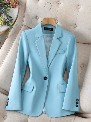Blazer donna elegante a tinta unita con un bottone
