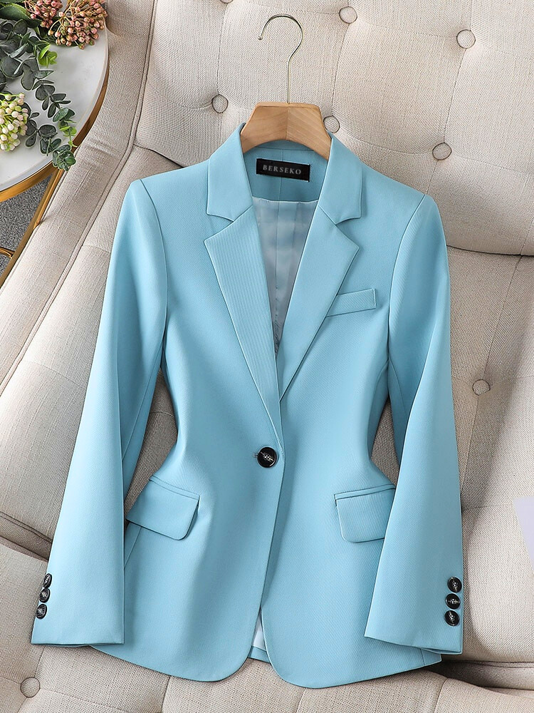 Blazer donna elegante a tinta unita con un bottone