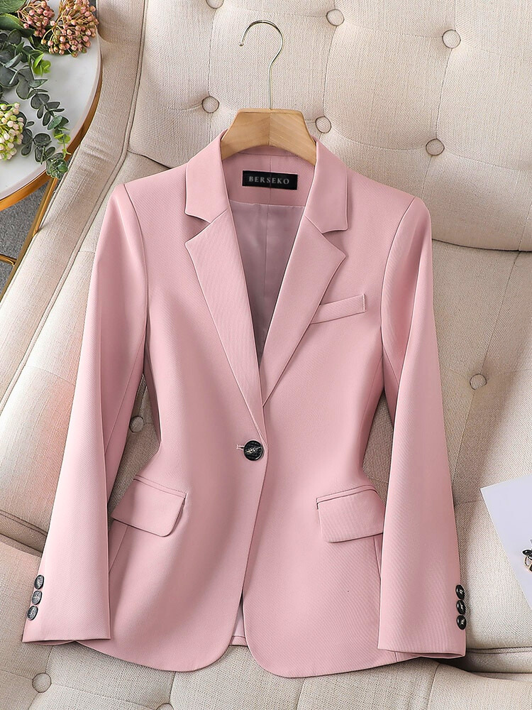 Blazer donna elegante a tinta unita con un bottone - immagine 3