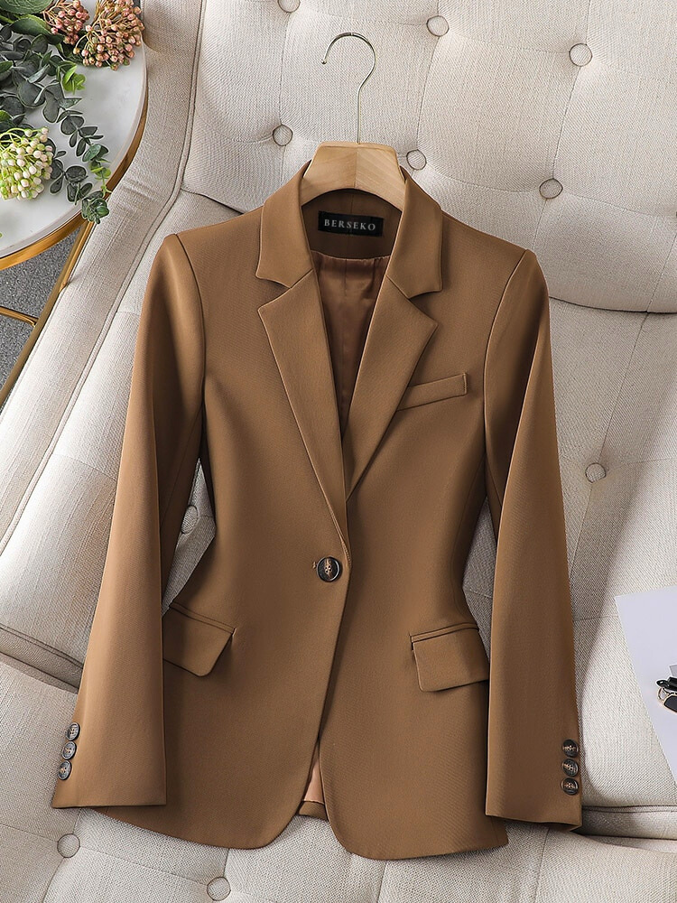 Blazer donna elegante a tinta unita con un bottone - immagine 4
