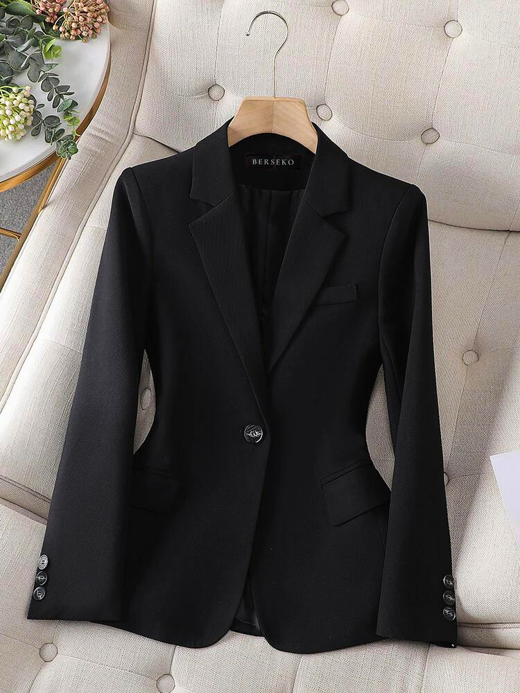 Blazer donna elegante a tinta unita con un bottone - immagine 5