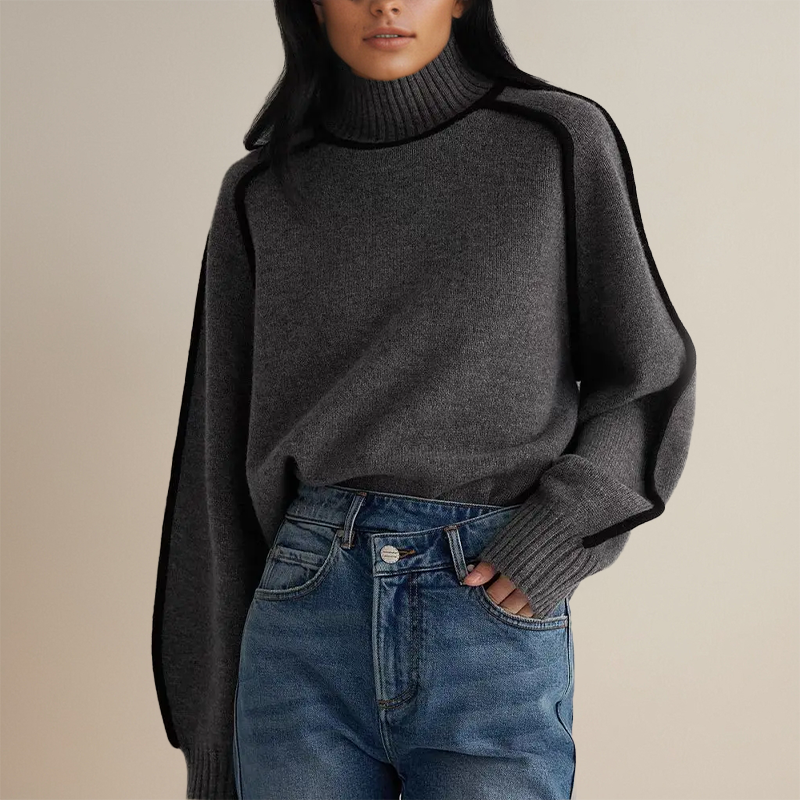 Maglione donna a righe stile morbido, collo a V e maniche lunghe - immagine 3