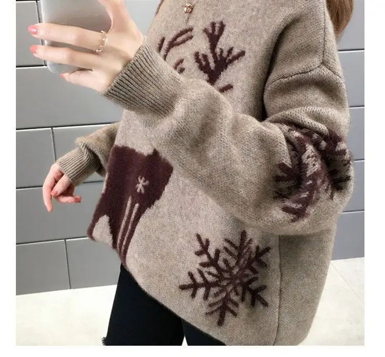 Maglione donna a maniche lunghe e girocollo, taglia grande - immagine 7