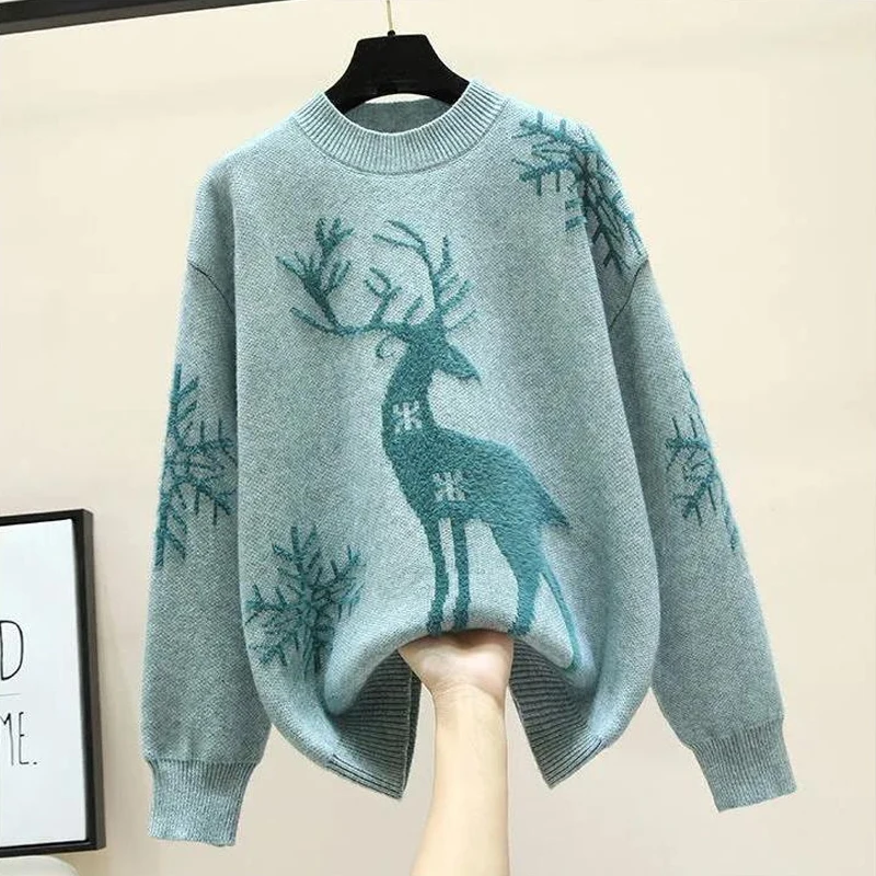 Maglione donna a maniche lunghe e girocollo, taglia grande - immagine 4