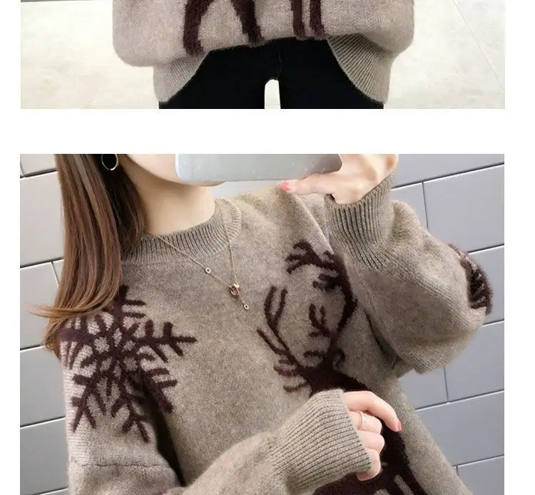 Maglione donna a maniche lunghe e girocollo, taglia grande - immagine 6