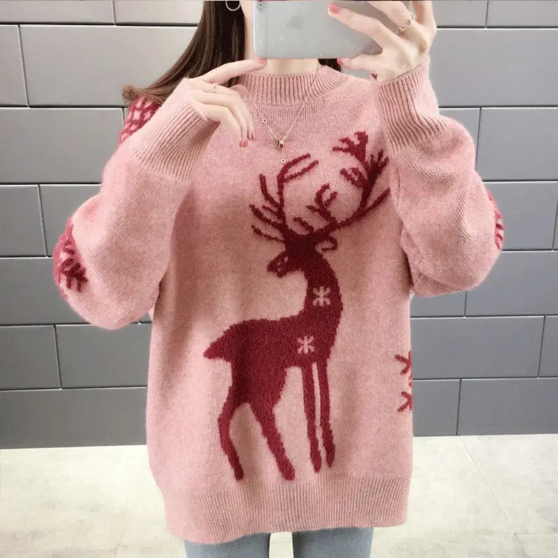Maglione donna a maniche lunghe e girocollo, taglia grande - immagine 3