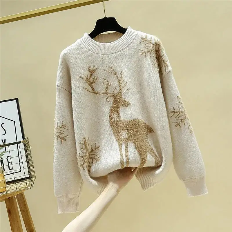 Maglione donna a maniche lunghe e girocollo, taglia grande - immagine 2