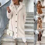 Cappotto lungo donna taglia grande , con colletto in pile