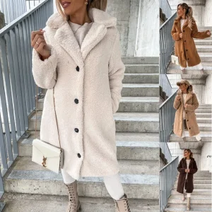 Cappotto lungo donna taglia grande , con colletto in pile