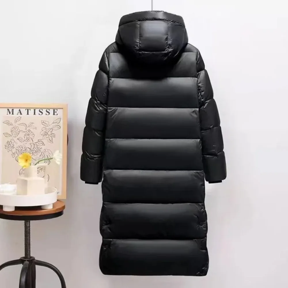 Piumino lungo invernale da coppia con cappuccio, caldo e alla moda - immagine 2