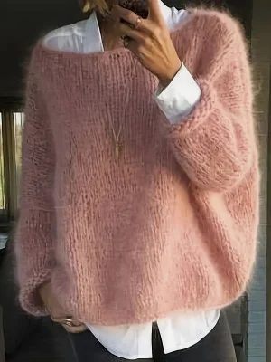 Maglione donna a barca, maniche lunghe e taglio ampio